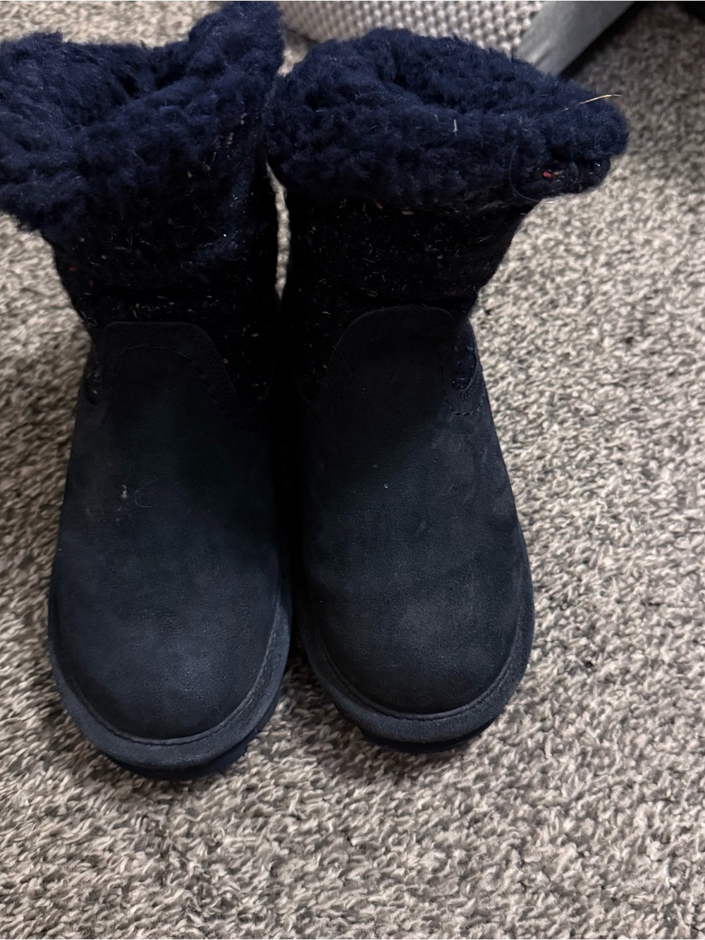Women’s Cozy Suede Knit Cuff Winter Boots - Navy